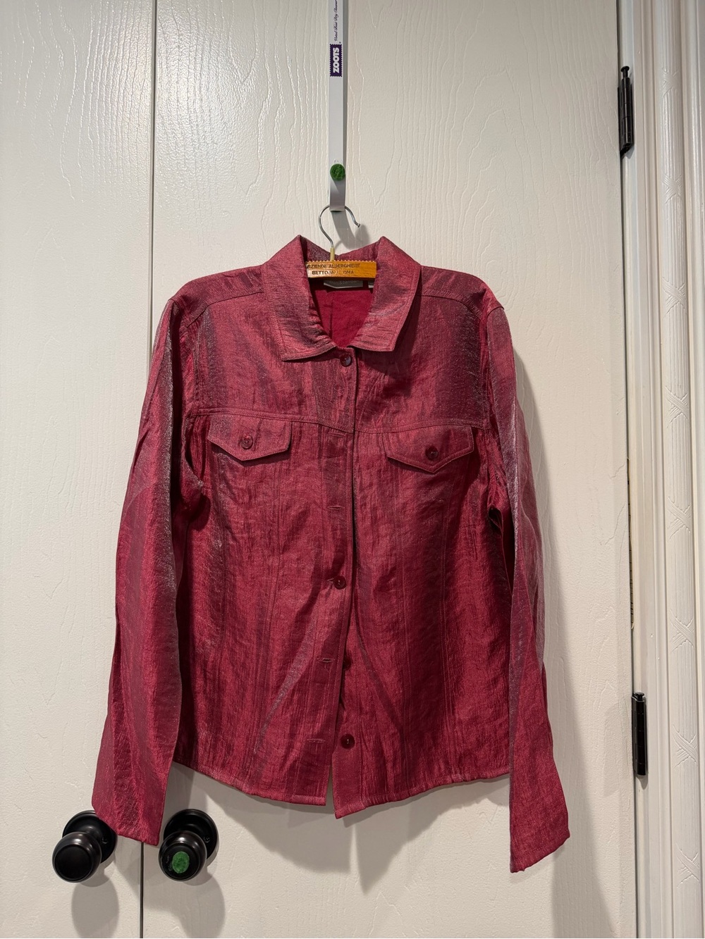 croft & barrow Distressed Red Button-Front Jean Jacket